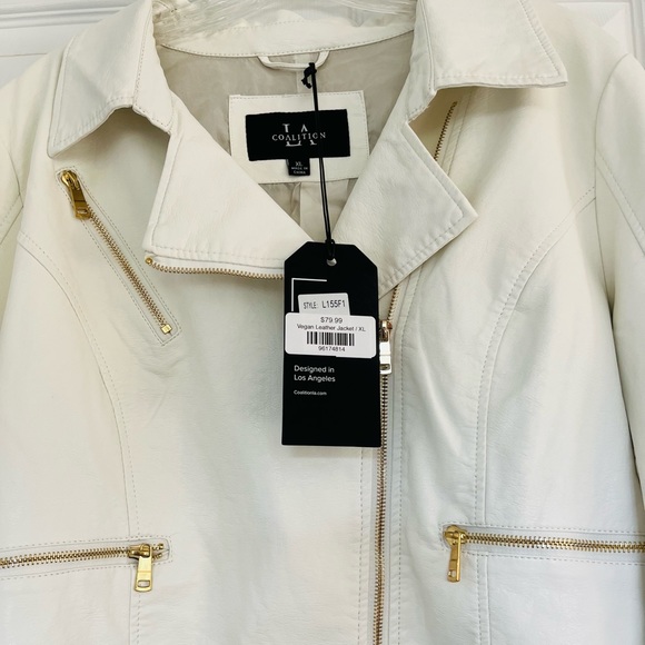 NEW vegan leather Moto jacket in vanilla. Perfect for a spring refresh! - Picture 3 of 8